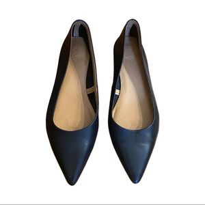 Black leather J. Crew flats